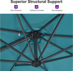 PURPLE LEAF 10 Feet Patio Umbrella Outdoor Cantilever Round Umbrella Aluminum - Image 3