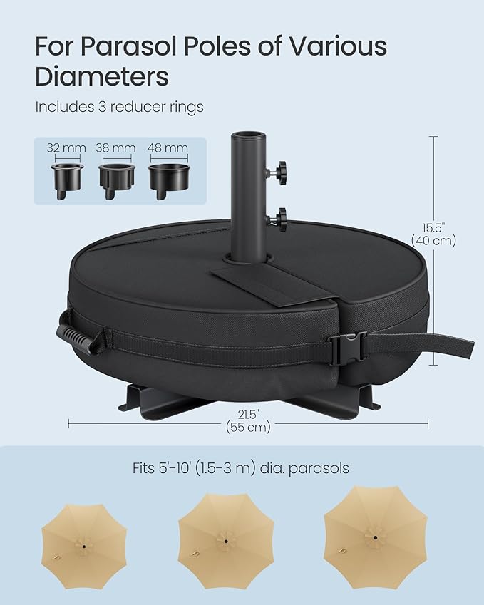 SONGMICS Umbrella Base, Round Patio Umbrella Stand, Sand Fillable Bag 66 lb - Image 5