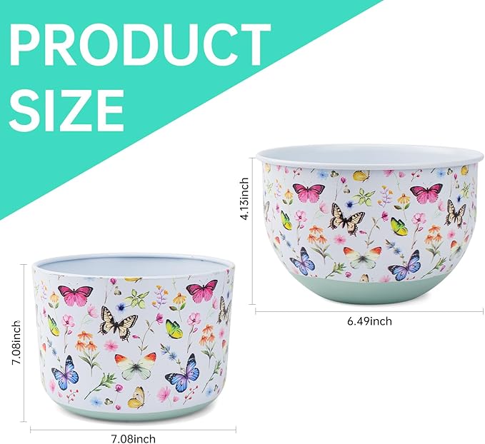 Butterfly & Bee Metal Planters Set of 2 – Decorative Flower Pots - Image 3