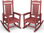 KINGYES Outdoor Rocking Chair Set of 2, High Density Polyethylene Patio Rocking by KINGYES