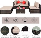 Tangkula 5 Pieces Patio Rattan Furniture Set, Outdoor Sectional Rattan Sofa Set - Image 8