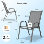 ONBRILL Patio Chairs set of 2, Easy Assembly Stackable Outdoor Dining Chairs - Image 2