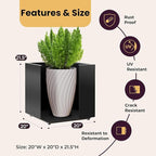 Large Metal Outdoor Planter Box 20Wx20Dx21.5H, Galvanized Steel Cube Planters - Image 3