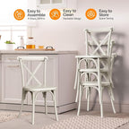 VINGLI Plastic Outdoor Dining Chairs Set of 6, Stackable Patio Cream White - Image 6