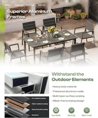 Outdoor Dining Set for 4, Aluminum Patio Table and Chairs Set - Image 4