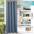 NICETOWN Outdoor Patio Curtain Waterproof, W52 x L72 inches, Stone Blue - Image 6