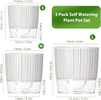 3 Pack Self Watering Pots for Indoor Plants, 4+5.5+6.3 Inch Self Watering Plant - Image 2