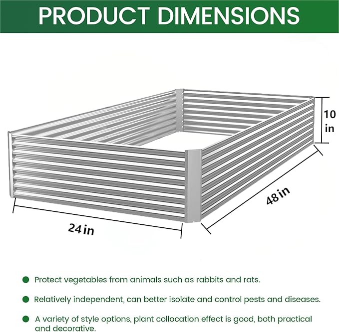FRIZIONE 3pcs 4x2ft Galvanized Raised Garden Bed Outdoor, Above Ground Garden - Image 3