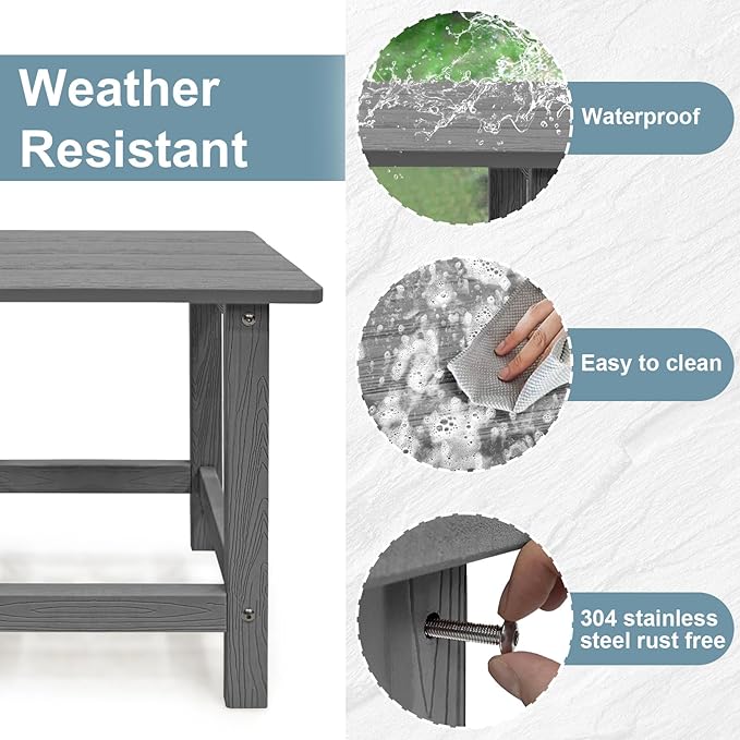 Outdoor Side Table, HDPS Single Adirondack Side Table Weather Resistant - Image 4