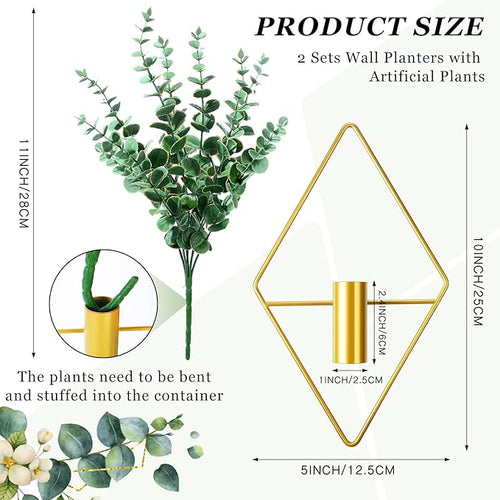 2 Pieces Gold Wall Decor Hanging Planters - Image 2