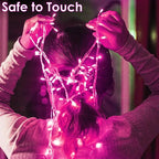 Upgraded Connectable 200 LED String Lights Indoor Outdoor, 66FT Pink Christmas - Image 6