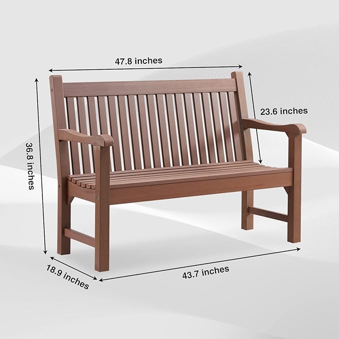 Psilvam Garden Bench, 2-Person Poly Lumber Patio Bench, All-Weather Outdoor - Image 3