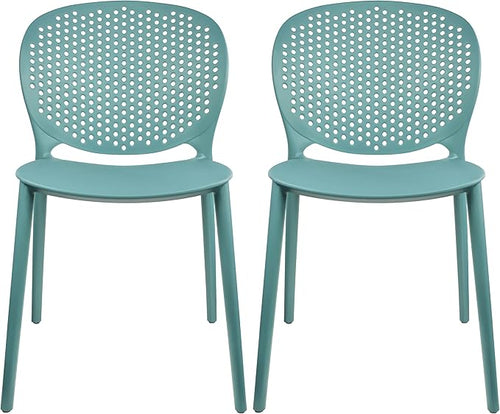 2xhome Set of 2 Patio Dining Chairs | Modern Stackable Outdoor Pool Side Chair by 2xhome