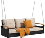 DWVO 3 Seats Porch Swing Hanging Bench Swing Outdoor Wicker Patio Swing Lounge - Image 7