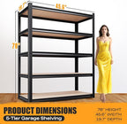 AOAORRG Set of 5 Garage Shelving Heavy Duty Storage Shelves, Metal Adjustable - Image 3