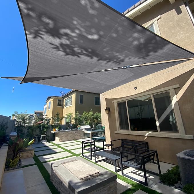 SUNLAX Sun Shade Sail SS-136 20' x 20' x 28.3' Dark Grey Right Triangle Canopy by SUNLAX