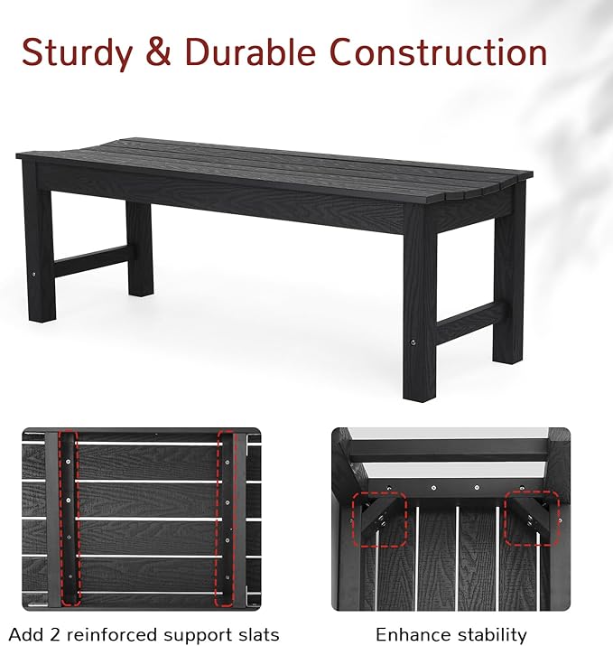 Stoog Outdoor Bench, 2-Person Outdoor Poly Lumber Backless Bench, Weatherproof - Image 5