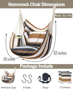 Halalona Hammock Chair Hanging Hammock Chair Rope Swing 2 Cushions - Image 6