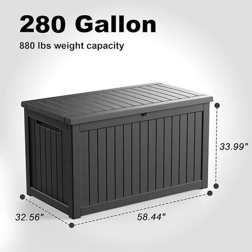 280 Gallon Outdoor Storage Box, Large Resin Deck Box - Image 2