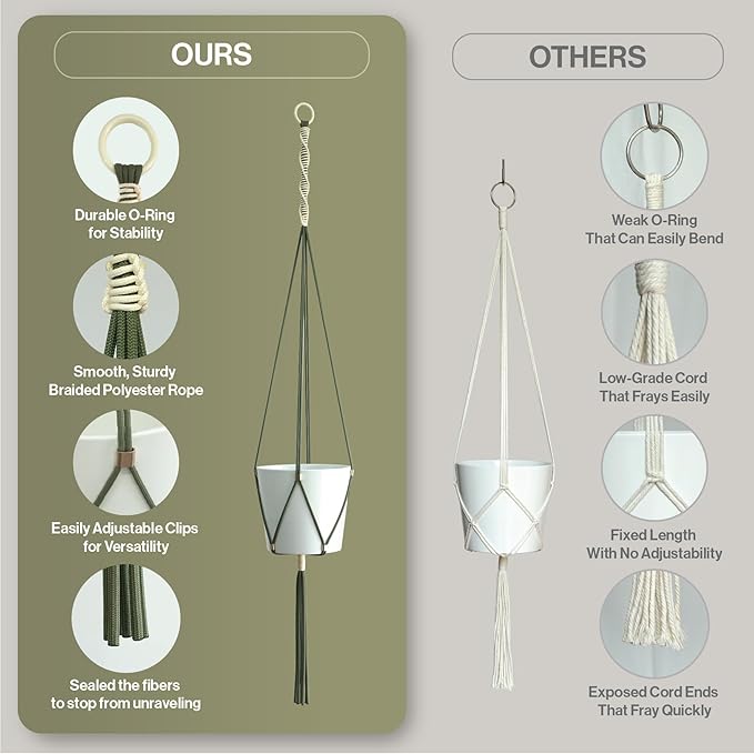 Macrame Plant Hanger Polyester Rope 42 Inch Outdoor Indoor Adjustable Hanging - Image 6