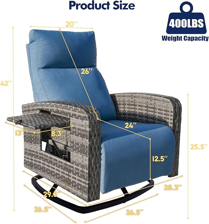 Outdoor Recliner Chair, Wicker Patio Recliners - Image 2