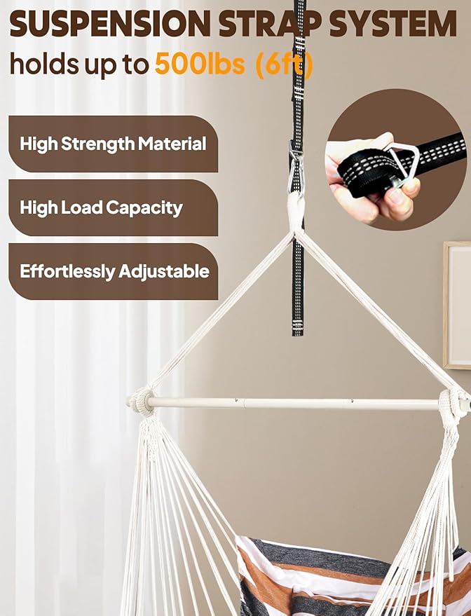 Chihee Hammock Chair Hanging Swing Max 500 Lbs 2 Cushions Included Metal - Image 3
