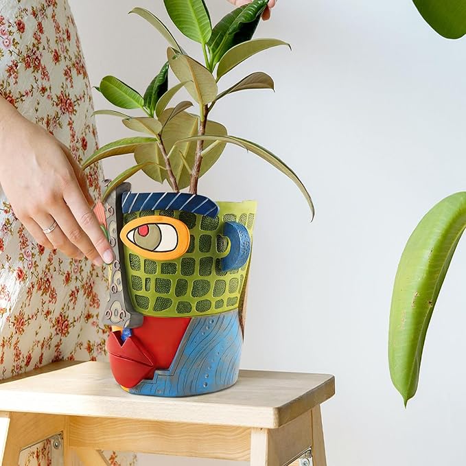 Abstract Face Planters Pots Head, Unique Head Planter - Image 7