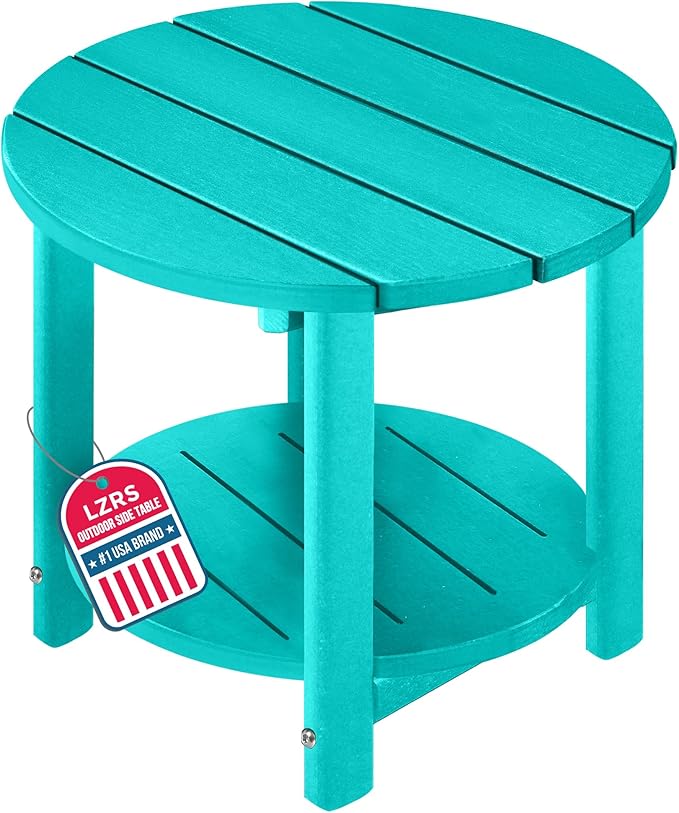 LZRS Round Adirondack Side Table Double End Table, Outdoor Side Tables by LZRSPET