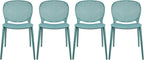 2xhome Set of 4 Patio Dining Chairs | Modern Stackable Outdoor Pool Side Chair by 2xhome