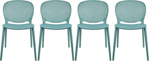 2xhome Set of 4 Patio Dining Chairs | Modern Stackable Outdoor Pool Side Chair by 2xhome