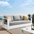 Modway Tahoe Aluminum Outdoor Patio Sofa in White Gray - Image 2