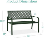 Best Choice Products Outdoor Bench 2-Person Metal Steel Benches Furniture - Image 2