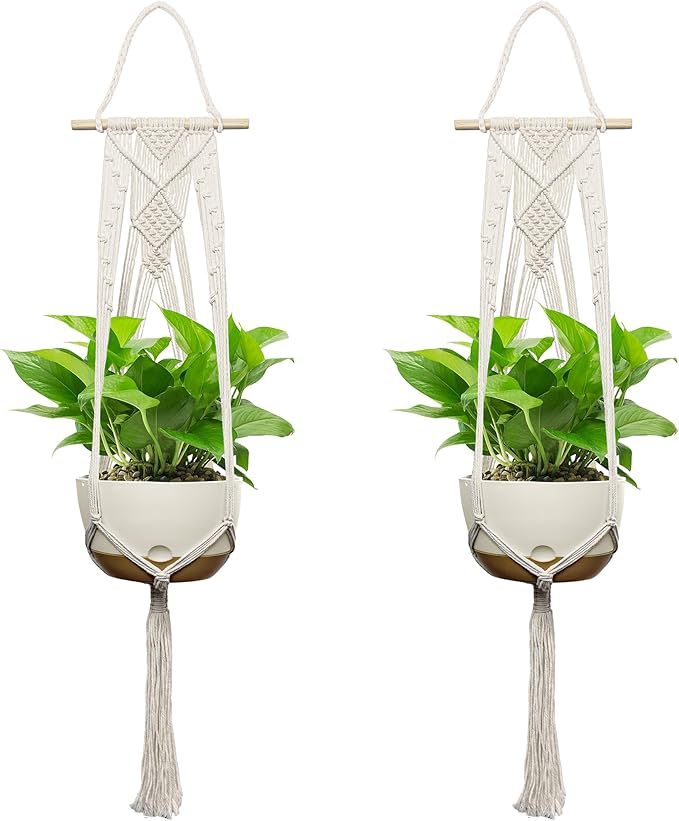 USLAI Macrame Plant Hanger Indoor Outdoor, Fits 4 to 12 Inch Pots, Hanging by USLAI