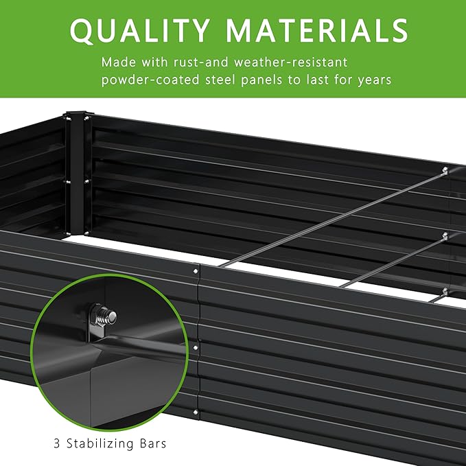 12x4x1FT Galvanized Raised Garden Bed Kit, Vegetable Boxes-Rectangle Metal - Image 4
