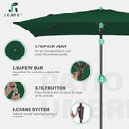JEAREY 6.5x10 ft Rectangular Patio Umbrellas Rectangle Outdoor Umbrella - Image 7