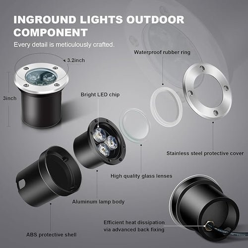 4 Pack 3w 12v Low Voltage In-ground Lights LED Landscape Light Waterproof IP67 - Image 2