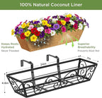 Y&M 24 Inch Window Deck with Coco Liner, Fence Metal Hanging Flower Planter - Image 3