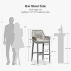 PURPLE LEAF Outdoor 29" Wicker Bar Stools Set of 2, Boho Patio Bar Height Chair - Image 3