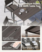 Outdoor Patio Dining Table, Aluminum & HDPS Outdoor Table - Image 3
