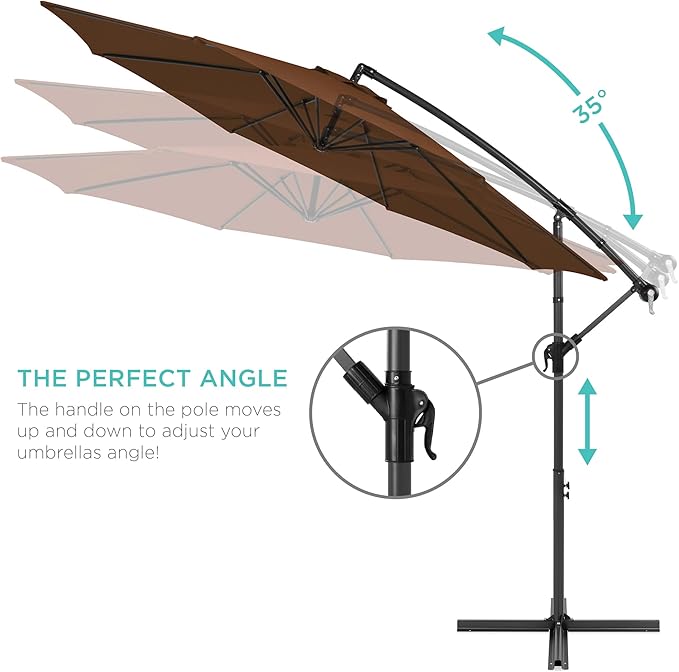 Best Choice Products 10ft Offset Cantilever Hanging Market Patio Umbrella - Image 4