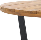 SAFAVIEH Outdoor Collection Leo Natural/Black Solid Wood Round Coffee Table - Image 9