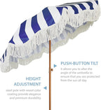 AMMSUN Boho Fringe Umbrella Outdoor Patio, 6.5ft UPF50+ Picnic Umbrella - Image 3