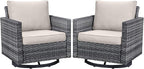 Belord Wicker Chairs Outdoor Bistro Set Oversize Patio Swivel Rocker, Rattan by Belord
