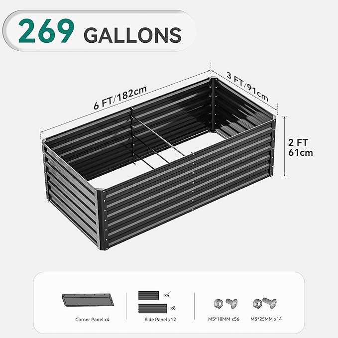 YITAHOME 6x3x2 ft 2pcs Galvanized Raised Garden Bed Kit, Large Metal Planter Box - Image 8