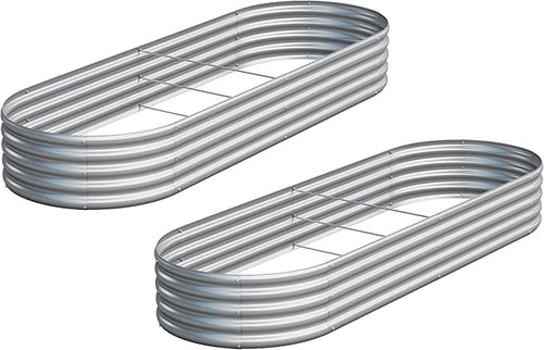 2PCS 8x2x1ft Galvanized Metal Raised Garden Bed Kit, Outdoor Planter Box by Easllre