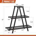 GHWIE Plant Stand Indoor Plant Shelf Outdoor bamboo Plant Rack, 3 Tiers Ladder - Image 7