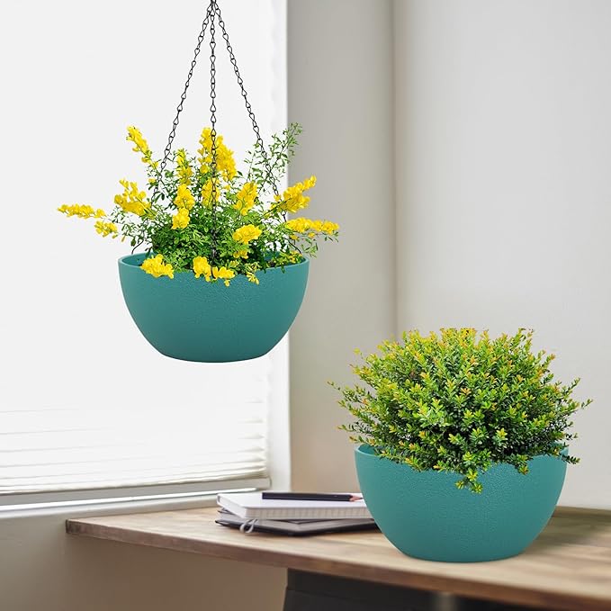 12 inch Large Hanging Planters for Indoor Outdoor Plants, 2 Pack Hanging Flower - Image 5
