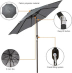 Blissun 9' Outdoor Patio Umbrella, Outdoor Table Umbrella, Yard Umbrella - Image 2