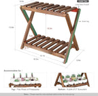 Small Plant Stand Indoor 2 Tier Table Top Flower Succulent Stand Desk Wood - Image 4
