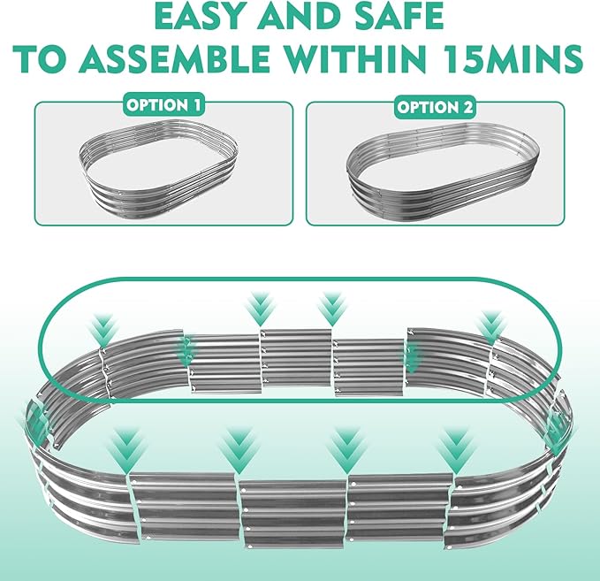 6X3X1 FT Oval Galvanized Metal Garden Raised Bed/Plant Box - Image 3